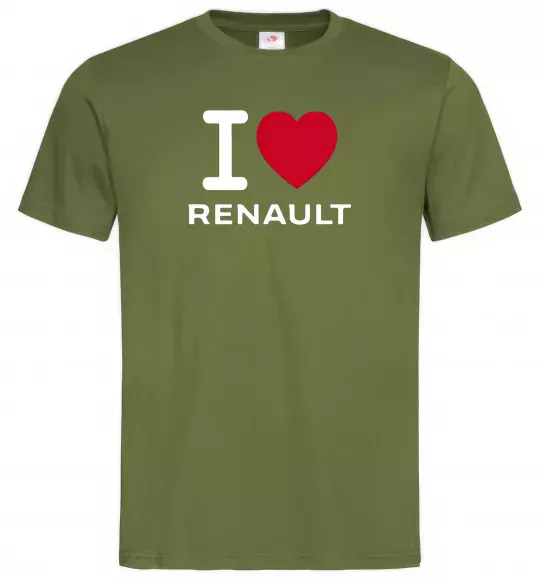 Мужская футболка I Love Renault Оливковый фото