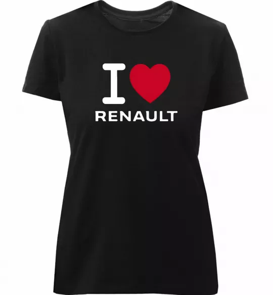 Женская премиум футболка I Love Renault Черный фото