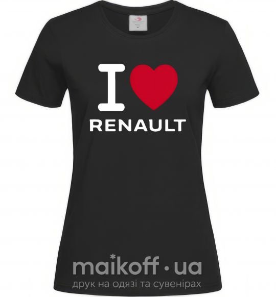 Женская футболка I Love Renault Черный фото