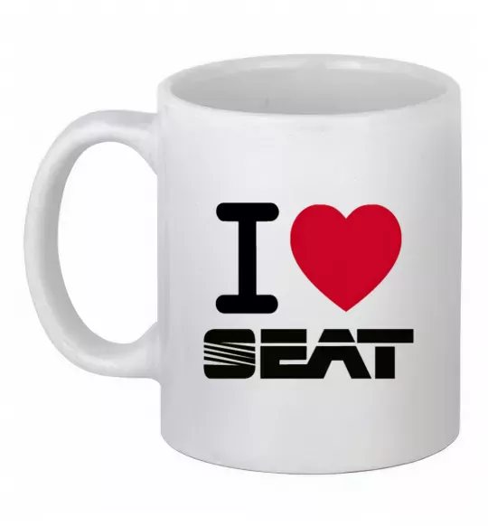 Чашка керамическая I Love Seat Белый фото