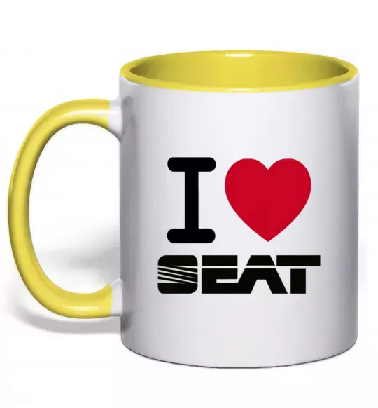 Чашка с цветной ручкой I Love Seat Солнечно желтый фото