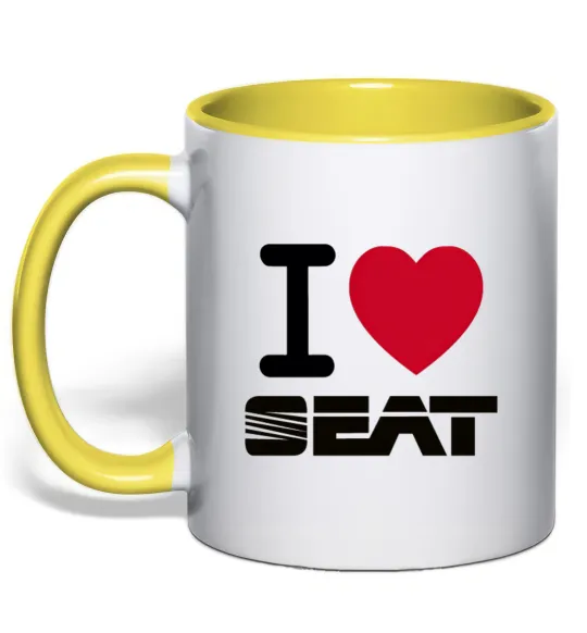 Чашка с цветной ручкой I Love Seat Лимонный фото