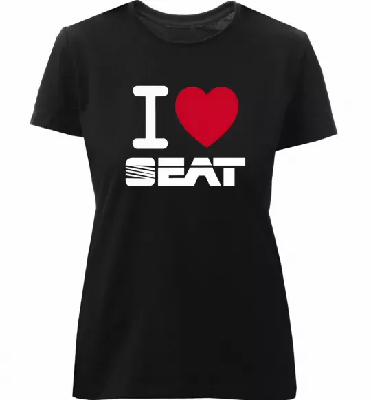 Женская премиум футболка I Love Seat Черный фото