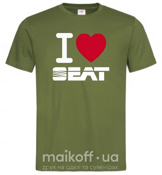 Мужская футболка I Love Seat Оливковый фото