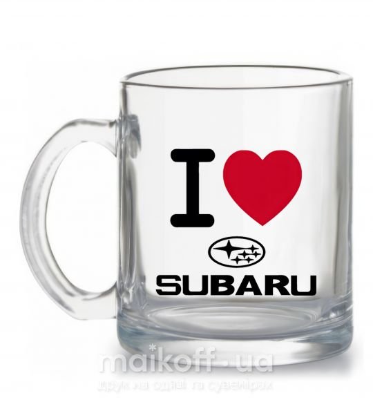 Чашка скляна I Love Subaru Прозорий фото