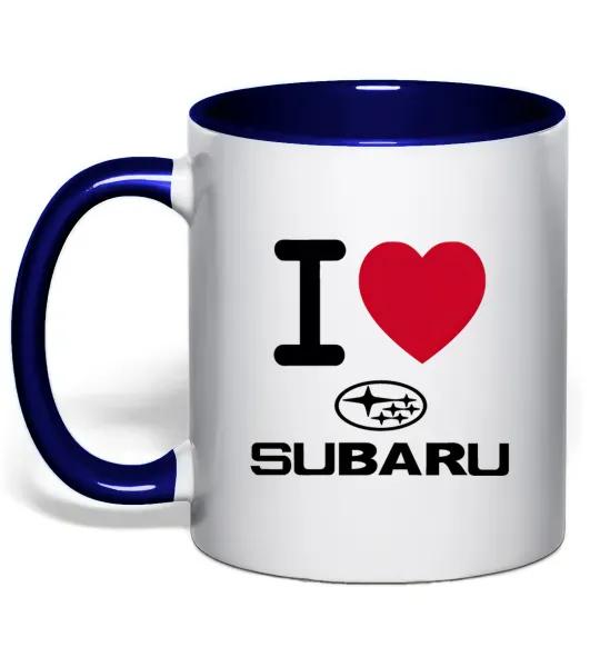 Чашка з кольоровою ручкою I Love Subaru Глибокий темно-синій фото