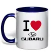 Чашка з кольоровою ручкою I Love Subaru Глибокий темно-синій фото