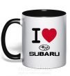 Чашка з кольоровою ручкою I Love Subaru Чорний фото