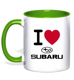 Чашка з кольоровою ручкою I Love Subaru