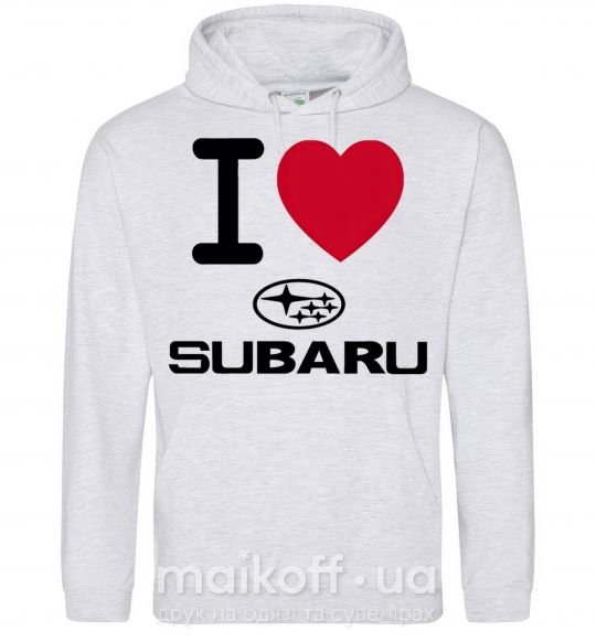 Мужская толстовка (худи) I Love Subaru Серый меланж фото