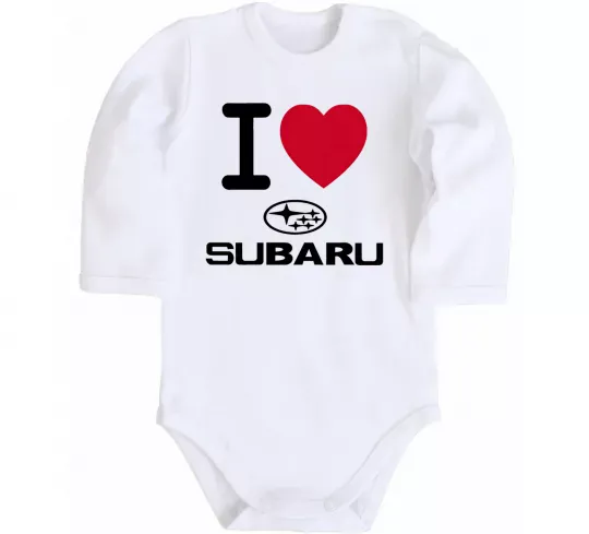 Дитячий бодік I Love Subaru Білий фото