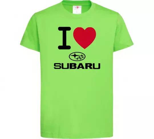 Дитяча футболка I Love Subaru Лаймовий фото
