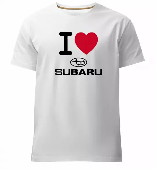Мужская премиум футболка I Love Subaru Белый фото