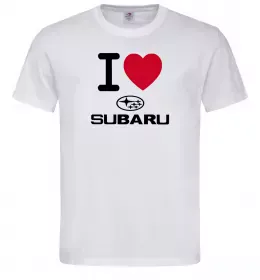 Мужская футболка I Love Subaru Белый фото