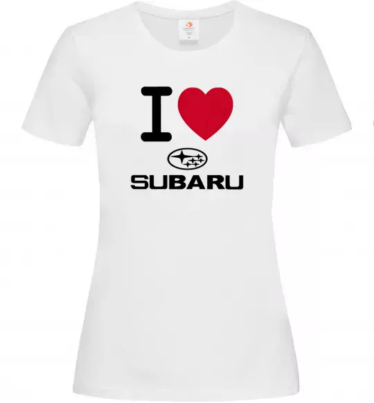 Жіноча футболка I Love Subaru Білий фото