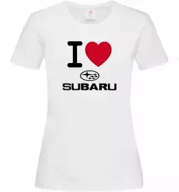 Женская футболка I Love Subaru Белый фото