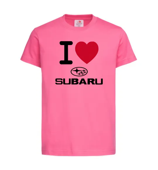 Детская футболка I Love Subaru Ярко-розовый фото
