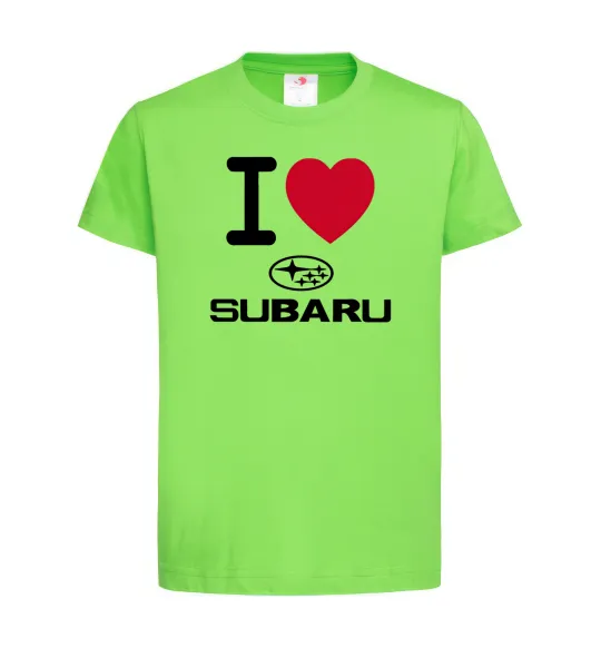 Детская футболка I Love Subaru Лаймовый фото