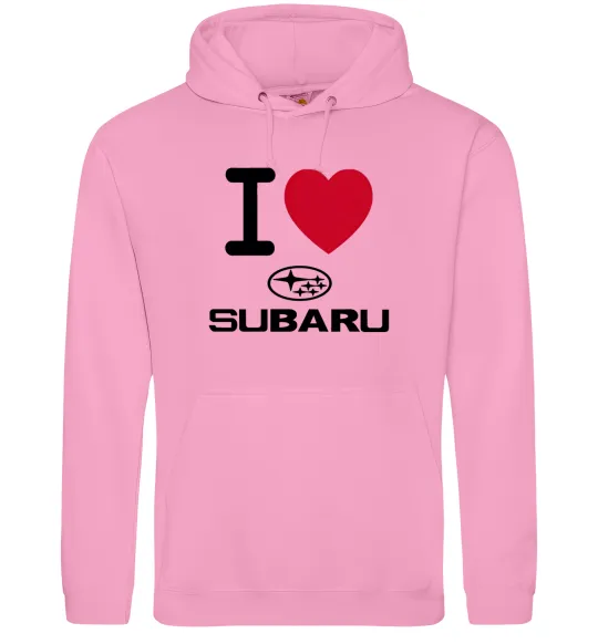 Мужская толстовка (худи) I Love Subaru Розовый фото