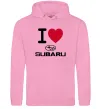 Мужская толстовка (худи) I Love Subaru Розовый фото