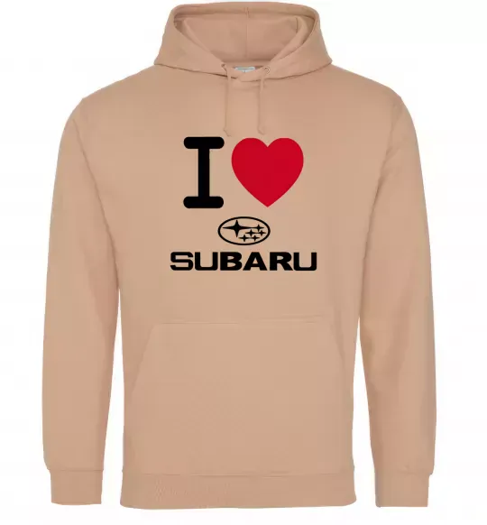 Чоловіча толстовка (худі) I Love Subaru Пісочний фото