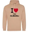 Чоловіча толстовка (худі) I Love Subaru Пісочний фото
