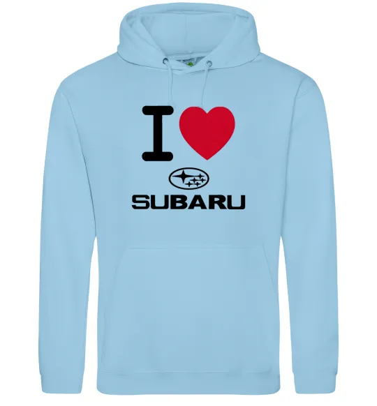 Жіноча толстовка (худі) I Love Subaru Блакитний фото