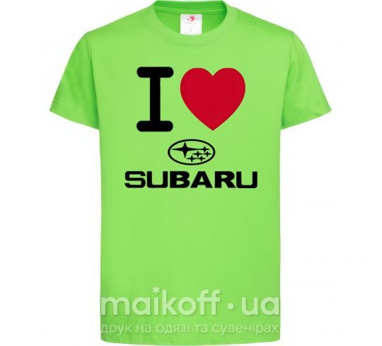 Дитяча футболка I Love Subaru Лаймовий фото