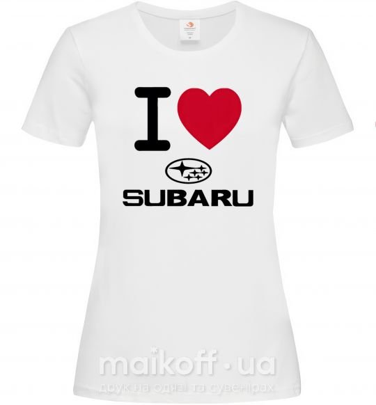 Жіноча футболка I Love Subaru Білий фото