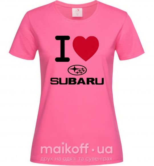 Жіноча футболка I Love Subaru Яскраво-рожевий фото