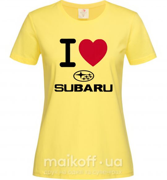 Женская футболка I Love Subaru Лимонный фото