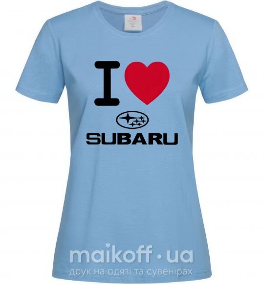 Женская футболка I Love Subaru Голубой фото