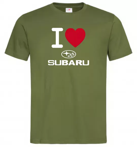 Чоловіча футболка I Love Subaru Оливковий фото