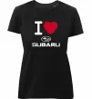 Женская премиум футболка I Love Subaru Черный фото