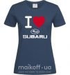Женская футболка I Love Subaru Темно-синий фото