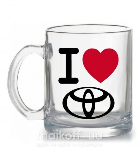 Чашка стеклянная I Love Toyota Прозрачный фото