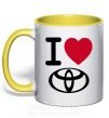 Чашка с цветной ручкой I Love Toyota Солнечно желтый фото