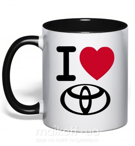 Чашка з кольоровою ручкою I Love Toyota Чорний фото