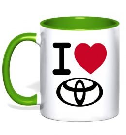 Чашка с цветной ручкой I Love Toyota