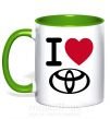 Чашка с цветной ручкой I Love Toyota Зеленый фото
