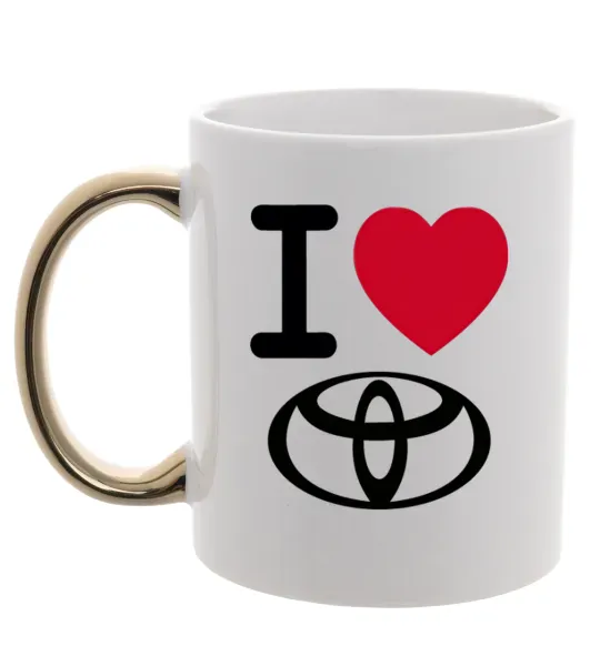 Чашка с цветной ручкой I Love Toyota Золото фото