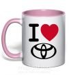 Чашка з кольоровою ручкою I Love Toyota Ніжно рожевий фото