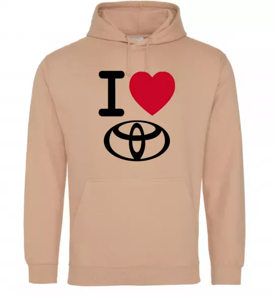 Мужская толстовка (худи) I Love Toyota Песочный фото