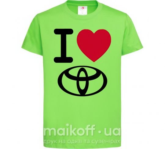 Дитяча футболка I Love Toyota Лаймовий фото