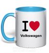 Чашка с цветной ручкой I Love Vollkswagen Голубой фото
