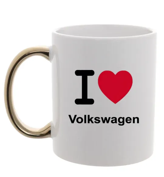 Чашка с цветной ручкой I Love Vollkswagen Золото фото