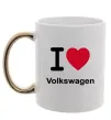 Чашка с цветной ручкой I Love Vollkswagen Золото фото