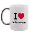 Чашка с цветной ручкой I Love Vollkswagen Серебро фото