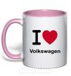 Чашка с цветной ручкой I Love Vollkswagen Нежно розовый фото
