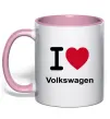 Чашка с цветной ручкой I Love Vollkswagen Нежно розовый фото